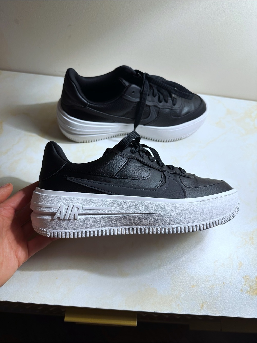 Nike Air Force 1 PLT.AF.ORM Black White (Women's) Size 6.5 Like new